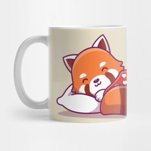 Cute Red Panda Sleeping With Pillow Mug